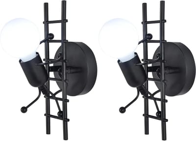 Wandlamp Mens - Industriële Lamp - Woonkamer Verlichten - Creatief Klimmend Design - 12 x 29 cm - Zwart