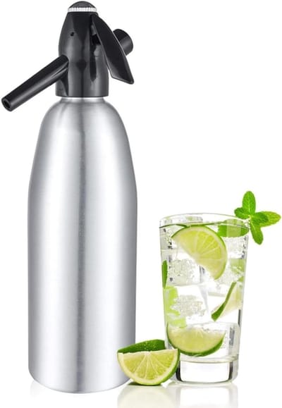Cosensi - Sifon van professionele legering voor frisdrankcocktail 1L - Zilver met drukregelaar