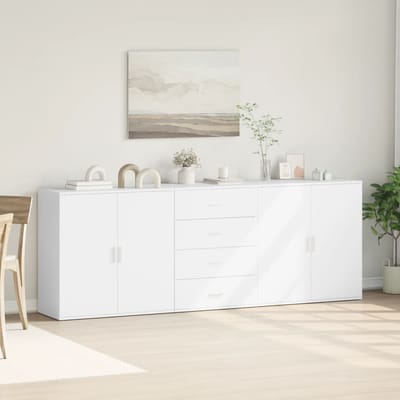 vidaXL - Dressoirs - 3 - st - bewerkt - hout - wit