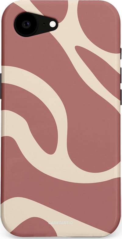 Casetastic Hoesje Geschikt voor Apple iPhone 16e Magsafe - Stijlvolle Beschermende Duo-layer Case - Terracotta Mediterranee Golven