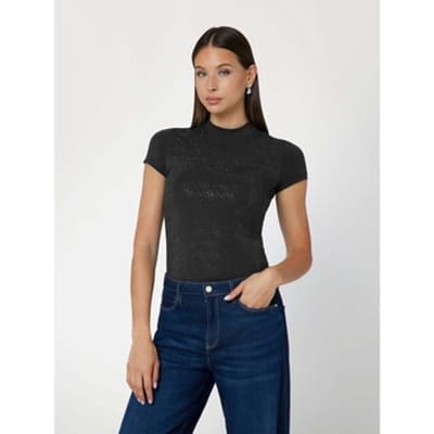 Guess Ss Mock Neck All Over 4G T-Shirt - Fashion Wear - Vrouwen