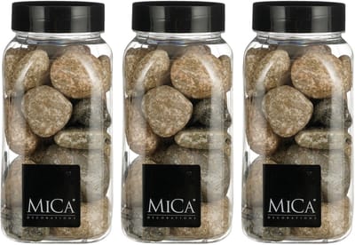 Mica Decorations decoratie stenen - 3x - groot - 650ml - beige mix - hobby steentjes - sier stenen