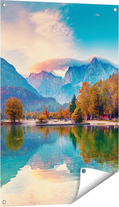 Gards Tuinposter Meer - 60x90 cm - Tuindoek - Tuindecoratie - Wanddecoratie buiten - Tuinschilderij
