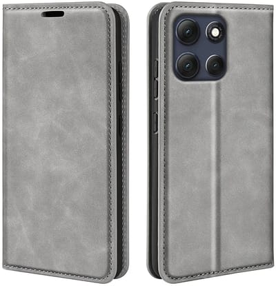 MobyDefend Hoesje - Geschikt voor Motorola Moto G86 Power - Luxe Wallet Bookcase (Magnetische Sluiting) - Grijs