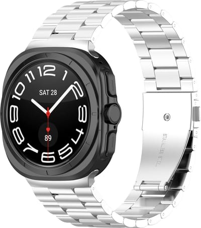 By Qubix - Compatible Samsung bandje - Stalen schakelband - Zilver - Geschikt voor Samsung Galaxy Watch Ultra / Ultra 2 - 47mm