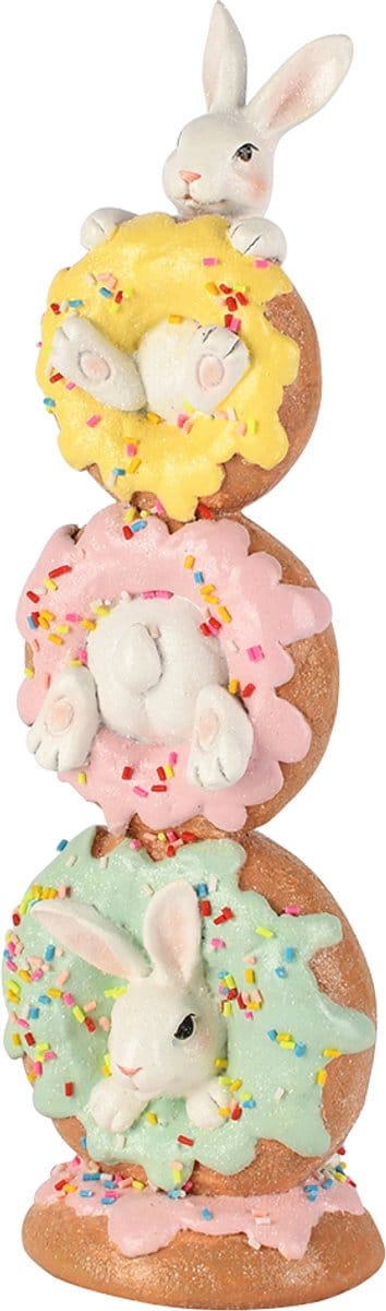 Viv! Christmas Paasdecoratie - Stapel Donuts met Paashazen - pasen - 30cm