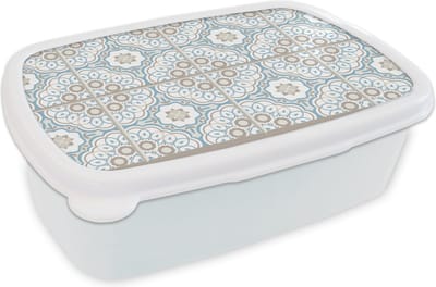 Broodtrommel Wit - Lunchbox - Brooddoos - Bloemen - Portugal - Design - 18x12x6 cm - Volwassenen