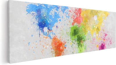 Artaza Canvas Schilderij Wereldkaart Abstract - 60x20 cm - Wanddecoratie Wereldkaart - Muurdecoratie Woonkamer - Kamer Accessoires Verf
