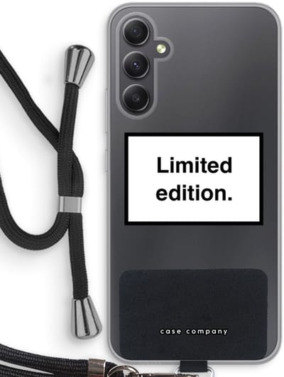 Case Company® - Hoesje met koord geschikt voor Samsung Galaxy A34 hoesje met Koord - Limited edition - Telefoonhoesje met Zwart Koord - Bescherming aan alle Kanten en Over de Schermrand