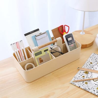 3-delige set stapelbare organizercaddy met handgreep, grote ladekast opbergmanden met 5 tassen voor badkamer, kinderkamer, knutselspullen, naaigereedschap - 3 kleine EZOWare