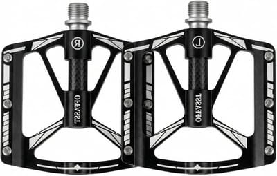 Ultralichte MTB-pedalen van carbon en CNC-aluminium, 283 g, 3-lagers, breed platform met roestvrijstalen pennen voor optimale grip en prestaties