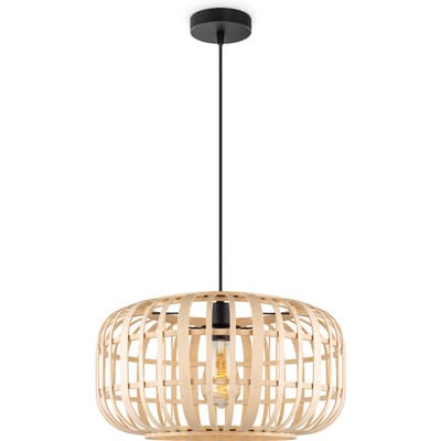 Boheemse Hanglamp - Bamboe Lampenkap - Elliptische - Beige - Ø40 x 126 cm - E27 fitting - Ontworpen voor gebruik in slaapkamers en werkruimtes - Inclusief 1 meter kabel