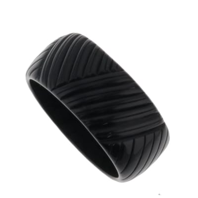 Behave - Armband - Zwarte bangle met reliëfmotief - Modern - 20 cm