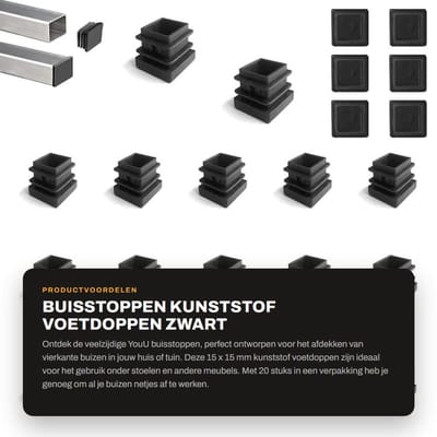 Dailygoods- Buisstoppen 15 x 15 mm - Voetdoppen - Lamellenstop - Kunststof - 20 Stuks - Veelzijdige Toepassingen