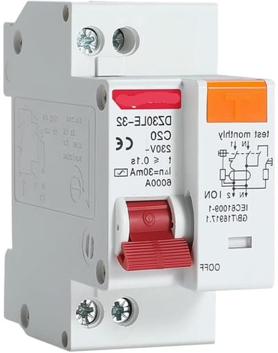 Aardlekschakelaar 230V - RCBO MCB - Veilige Stroomvoorziening - Overstroom Beveiliging - 1P+N - Grijs