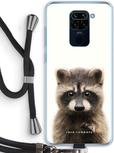 Case Company® - Hoesje met koord geschikt voor Xiaomi Redmi Note 9 hoesje met Koord - Rocco - Telefoonhoesje met Zwart Koord - Bescherming aan alle Kanten en Over de Schermrand