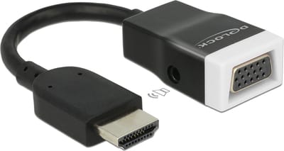 Premium HDMI naar VGA + 3,5mm Jack adapter - compact / zwart - 0,15 meter