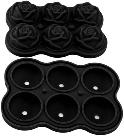 Dailygoody - Rose Ice Cube Tray - Siliconen IJsblokjesvorm - Creatief Voor Cocktails - 6 Rozenvormige IJsblokjes - Perfect Voor Whisky - Vaatwasserbes