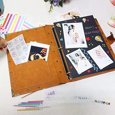 Creatief Fotoalbum voor Zelf Vormgeven met Klinknagels - Vintage Scrapbook voor Verjaardag, Moederdag en Valentijn