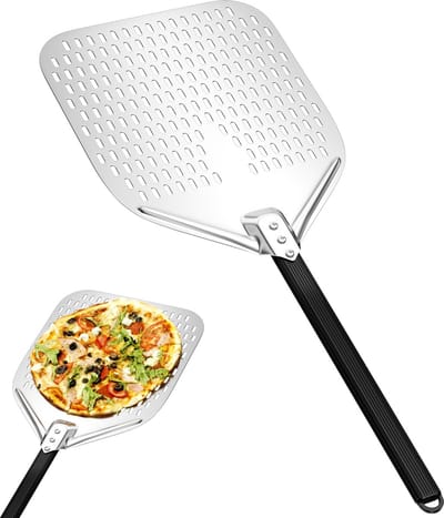 La'Moussawi ® Pizzaschep met Geperforeerd Ontwerp en Afneembare Handgreep voor Perfecte Pizza's en Meer
