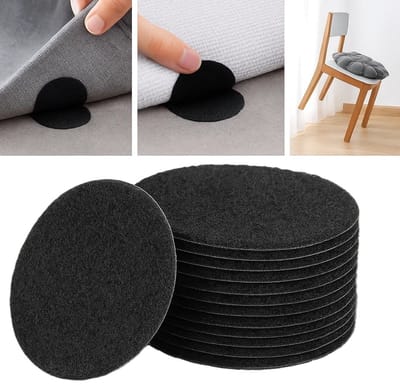 10 Paar Zelfklevende Dubbelzijdige Klittenband Met Anti Slip I Velcro I Zelfklevende Pads I 6 CM Diameter I Tapijttape I Meubeltape I Zwart
