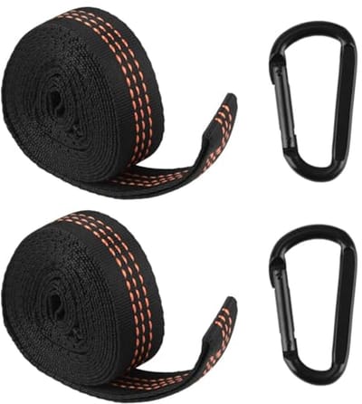 Hangmat Riemen Set met Karabijnhaken - Duurzame Bevestiging tot 300 kg voor Camping en Hangstoelen