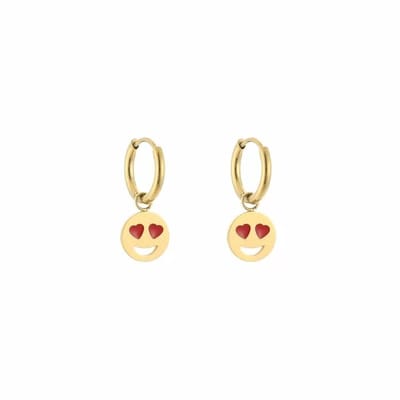 Bijoutheek Oorhangers Smiley Hartjes Ogen Goud