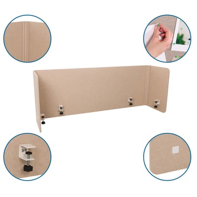 Akoestische tafelscheidingswand FLEXMIUT U 160x40x60 PET beige hjh OFFICE