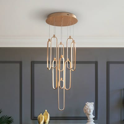 Schuller Valencia LED hanglamp Colette, 9-lamps, rond, roségoud