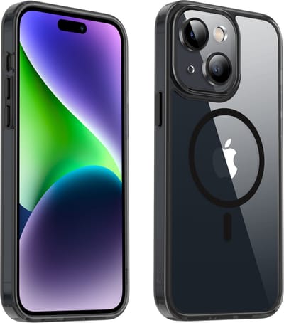 Valenta Hoesje geschikt voor Apple iPhone 15 MagSafe Telefoonhoesje Hardcase | Valenta Trend Backcover | Geschikt voor MagSafe | Geschikt voor Draadloos Opladen met Magnetische Ring | MagSafe Case - Zwart