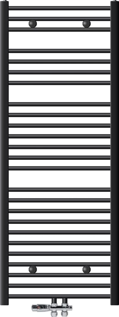 Badkamerradiator Sahara 600x1500 mm antraciet recht met middenaansluiting en vloeraansluitset