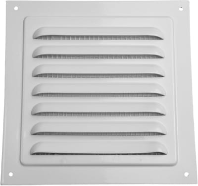 Wandrooster Ventilatie - Louver Roostertje - Luchtcirculatie Binnen - Met Insectengaas - 250x250mm - Wit
