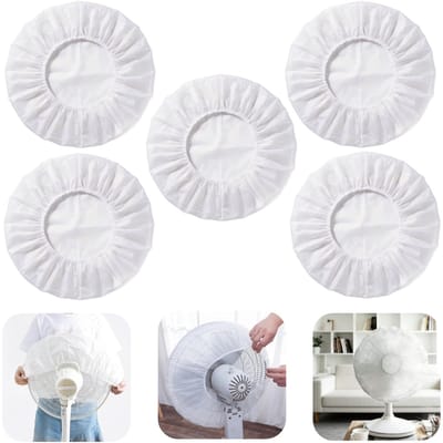 5 stuks Stofhoezen - Waterdichte ventilatorhoes - Stofwerende ventilatorhoes - Ronde ventilatorhoes - Halfgesloten ventilatorafdekking - Herbruikbaar - Voor vloerventilatoren, tafelventilatoren, industriële ventilatoren (45*45 cm - wit)