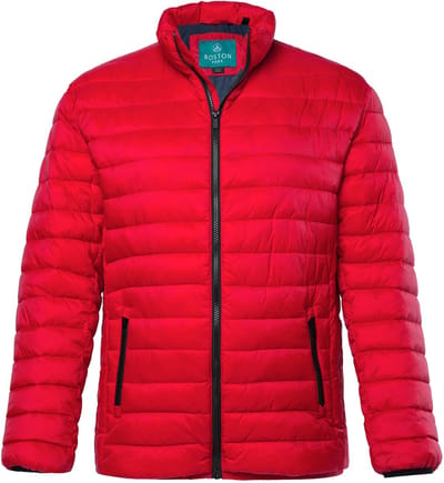 Boston Park - Heren - Gewatteerde jas Buik-Fit opstaande kraag - Rood - Maat 60+