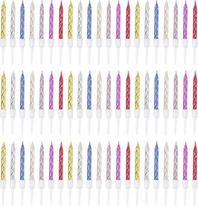 Verjaardagskaarsen Spiraal - Taartdecoratie Kaarsen - Feestelijke Decoratie - Innovatief Spiraalontwerp - 60 Stuks - Kleurrijk