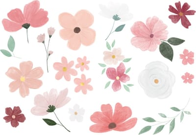 PartyDeco - Plaktattoo I'm in love - mix bloemen - 18 stuks