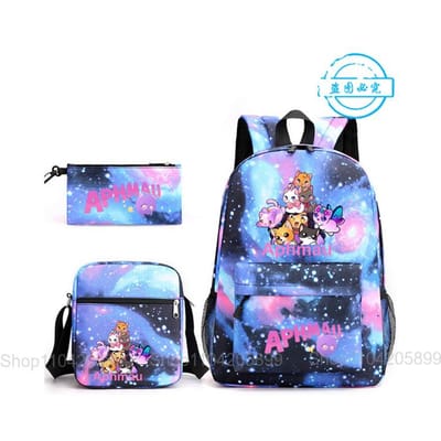 Aphmau Rugzak Student Mochila Schooltas Etui Schoudertas 3-delige Set Mode Meisjes Jongens Spel Cartoon Schooltas Cadeau 16 inches