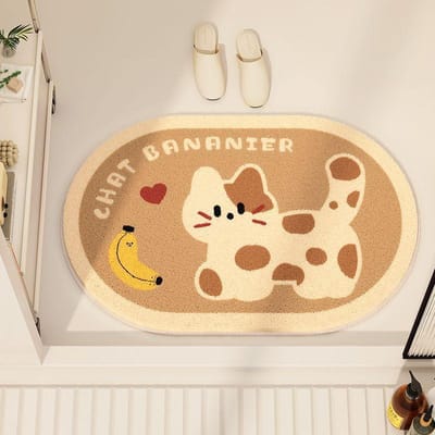 Cartoon Schattige Kasjmier Vloermat Badkamer Waterabsorptie Antislip Tapijt Toilet Badkamer Deur Voetmat Huis Tapijt 50 * 80cm