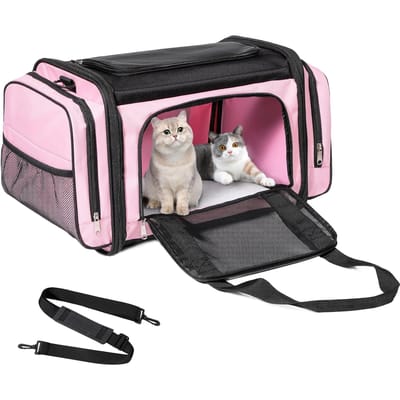 Grote Kattenmand voor 2 Katten, Hondentransportbox voor Kleine Honden, Opvouwbare Grote Huisdierentransportboxen voor Reizen, Binnen- en Buitengebruik 23.2 L x 13 W x 13 H