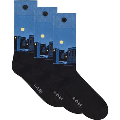 A-DAM  3-pack Casual Socks Blue Dark City Blue Night Maat: 36-40 | Slipjes Outlet | Unisex | Blauw