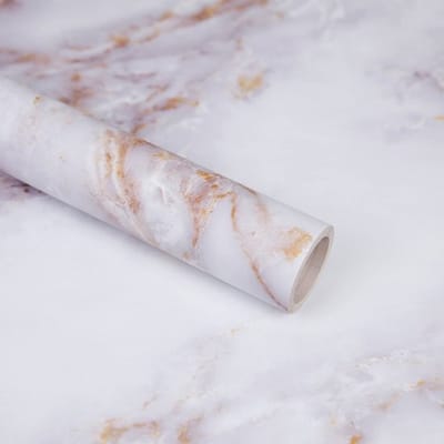 Allecto - Marmerfolie - Zelfklevend Behang - 40x300 cm - Wit