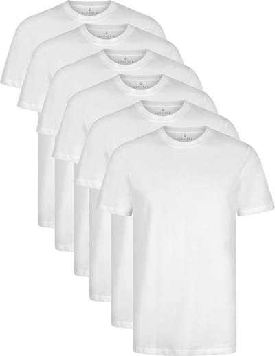 LINNICK Long Fit T-Shirt 6 Pack - Ronde Hals - Korte Mouw - T Shirt Heren - 100% Katoen - Longfit T Shirt Heren - White - Maat S - Set van 6