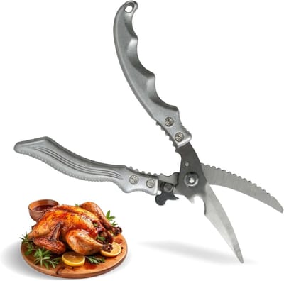 Multifunctionele keukenschaar van roestvrij staal, scherp en duurzaam voor vlees, vis en botten, ideaal voor koken en bereiden