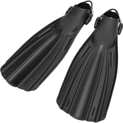 1 Paire de Palmes de Plongée TPR Réglables Longues Palmes de Scuba Équipement de Snorkeling avec Sangles pour Nager Hommes Femmes Noir S noir