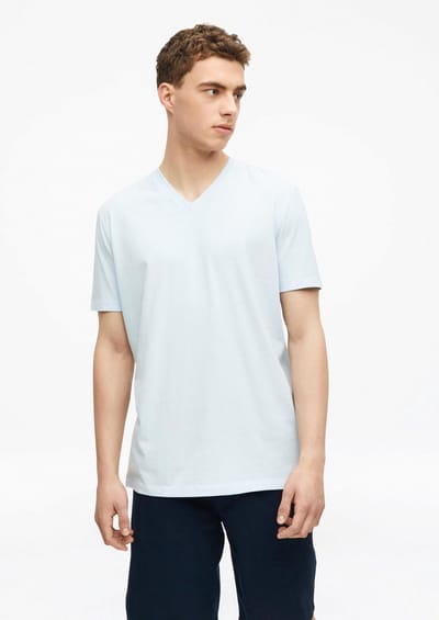T-shirt met V-hals in gemengd katoen s.Oliver
