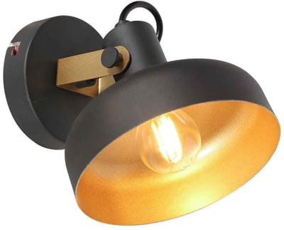 Zwarte wandlamp Prato 4118ZW met E14 fitting, metalen en kunststof, trendy design van Mexlite voor binnengebruik, draaibaar en kantelbaar