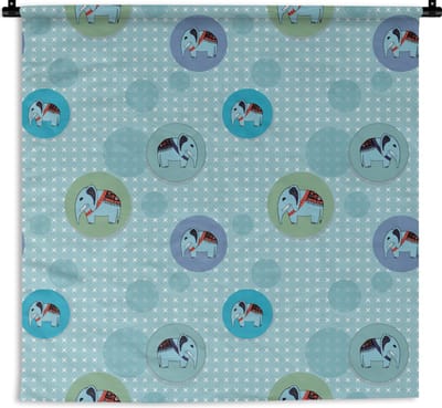 Wandkleed - Wanddoek - Olifant - Stippen - Design - 180x180 cm - Wandtapijt