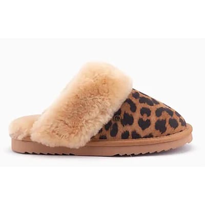 Warmbat Collie Print Panther Dames Sloffen - Chestnut