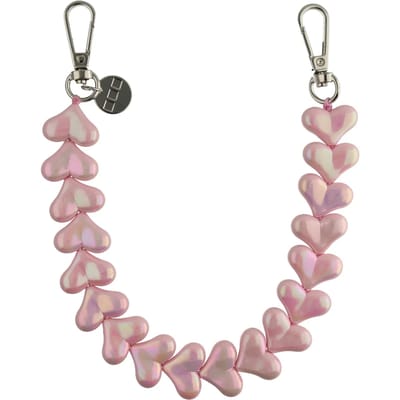 123watches Telefoonkoord Heart - roze glimmend - zilver - Geschikt voor iPhone en andere smartphones