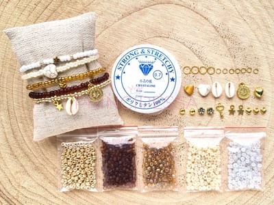 Zelf sieraden maken kralen pakket - Armbandjes - 4mm kraal - Goud, oker, bruin, ivoor - DIY